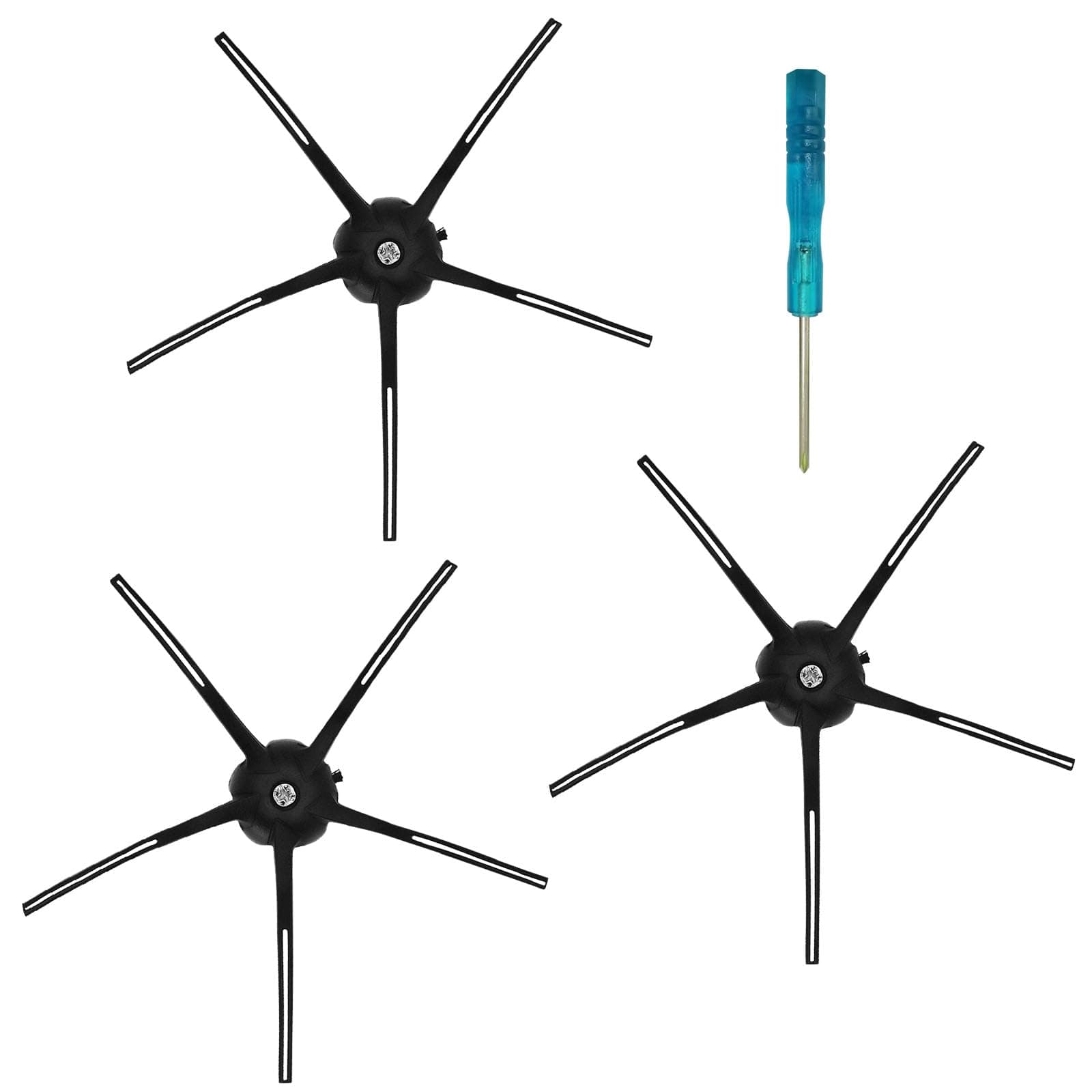 Replacement Silicone Rubber Side Brush Parts, Compatible with Roborock S7, S6 MaxV, S6, S6 Pure, E4,S4 Max, S4, S5 Max, S5, E35 and E2 Robot Vacuum, Black, 3-Pack.