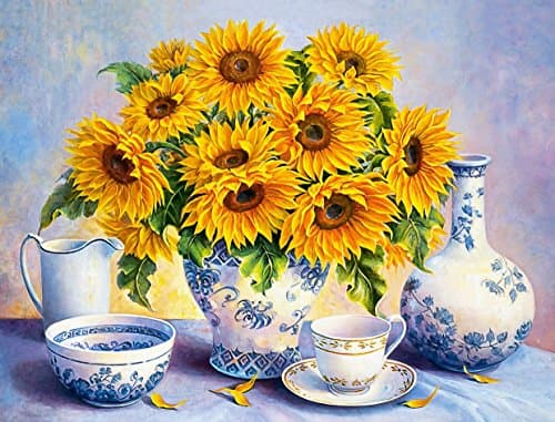 TINMI ARTS 5D DIY Diamond Painting Kits for Adults Flowers Cross Stitch Rhinestone Embroidery Home Wall Decoration (Sunflowers, 20"X16")