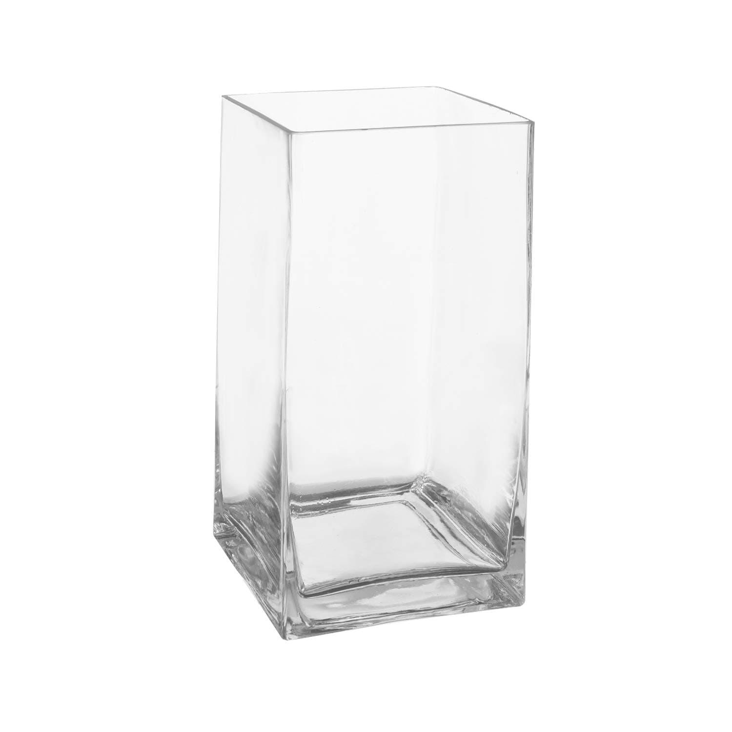 Royal Imports Flower Glass Vase Decorative Centerpiece for Home or Wedding - Tall Rectangle Shape, 10" Tall, 5"x5" Opening