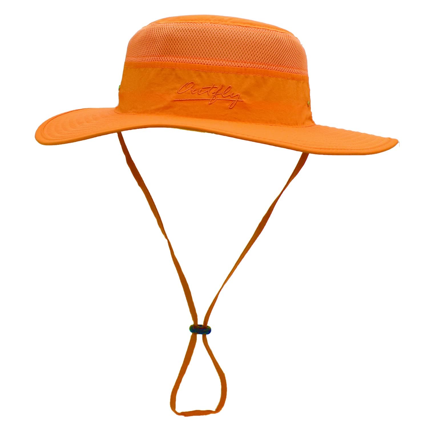outflyUnisex adult Lightweight Bonnie Mesh Bucket Wide Brim Sun Hat, Orange, 6 3/4-7 1/2