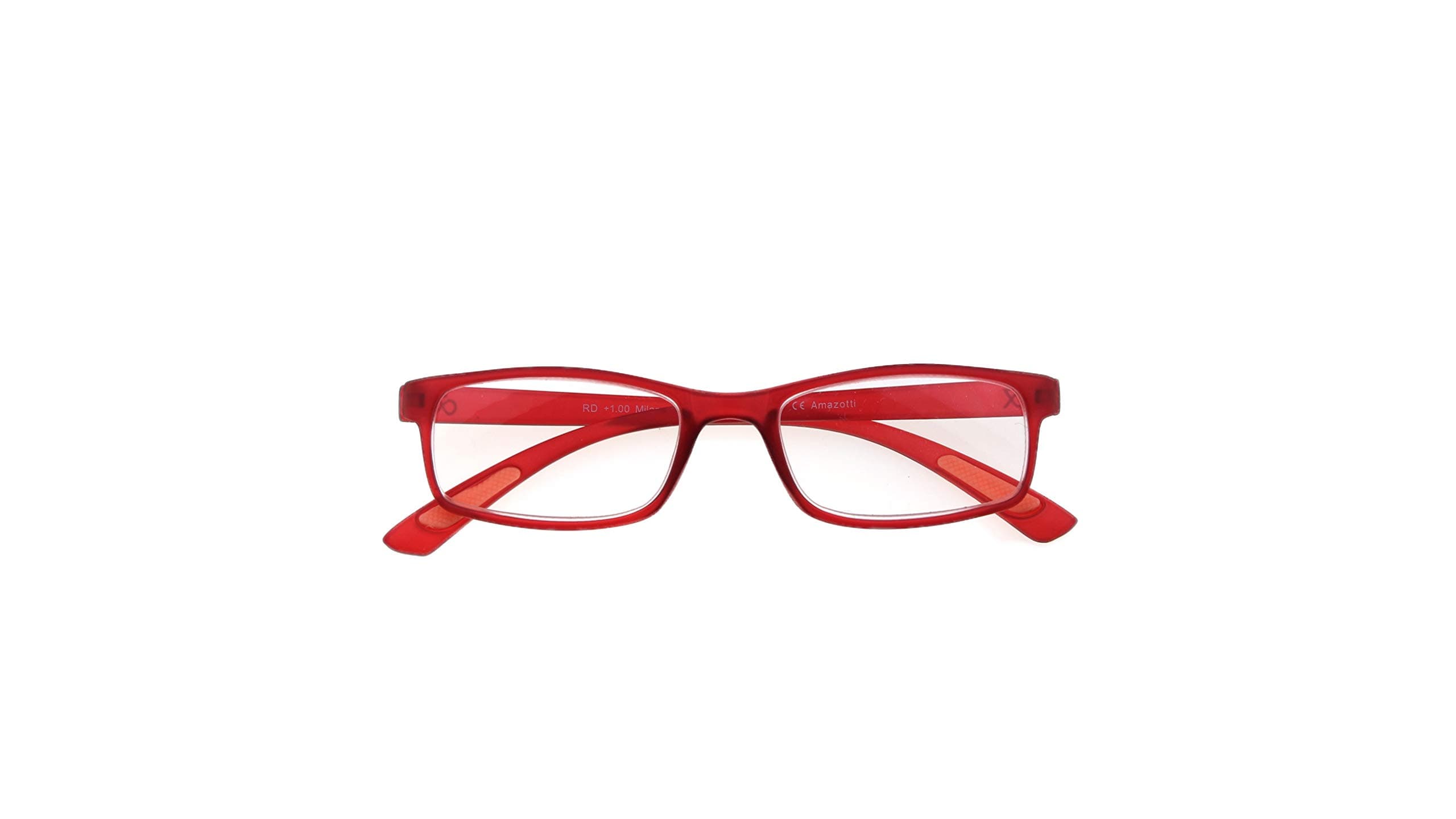 Amazotti Milano Red Reading Glasses | Stylish Blue Light Blocking Glasses for Men & Women | Lightweight, Durable, Flexible Eyewear for Reading, Computer, and Screen Use (Red, +1.75)