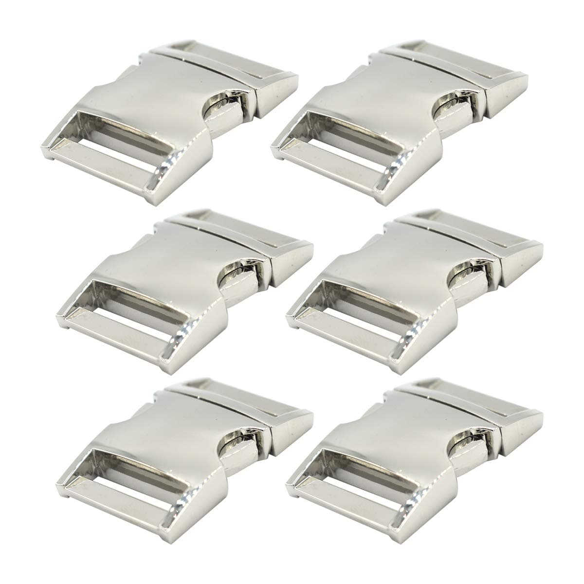 Bytiyar 6 pcs 3/4 inch Zinc Alloy Metal Buckle Double Side Quick Release Buckles for 20mm Nylon Strap Backpack Webbing Belt