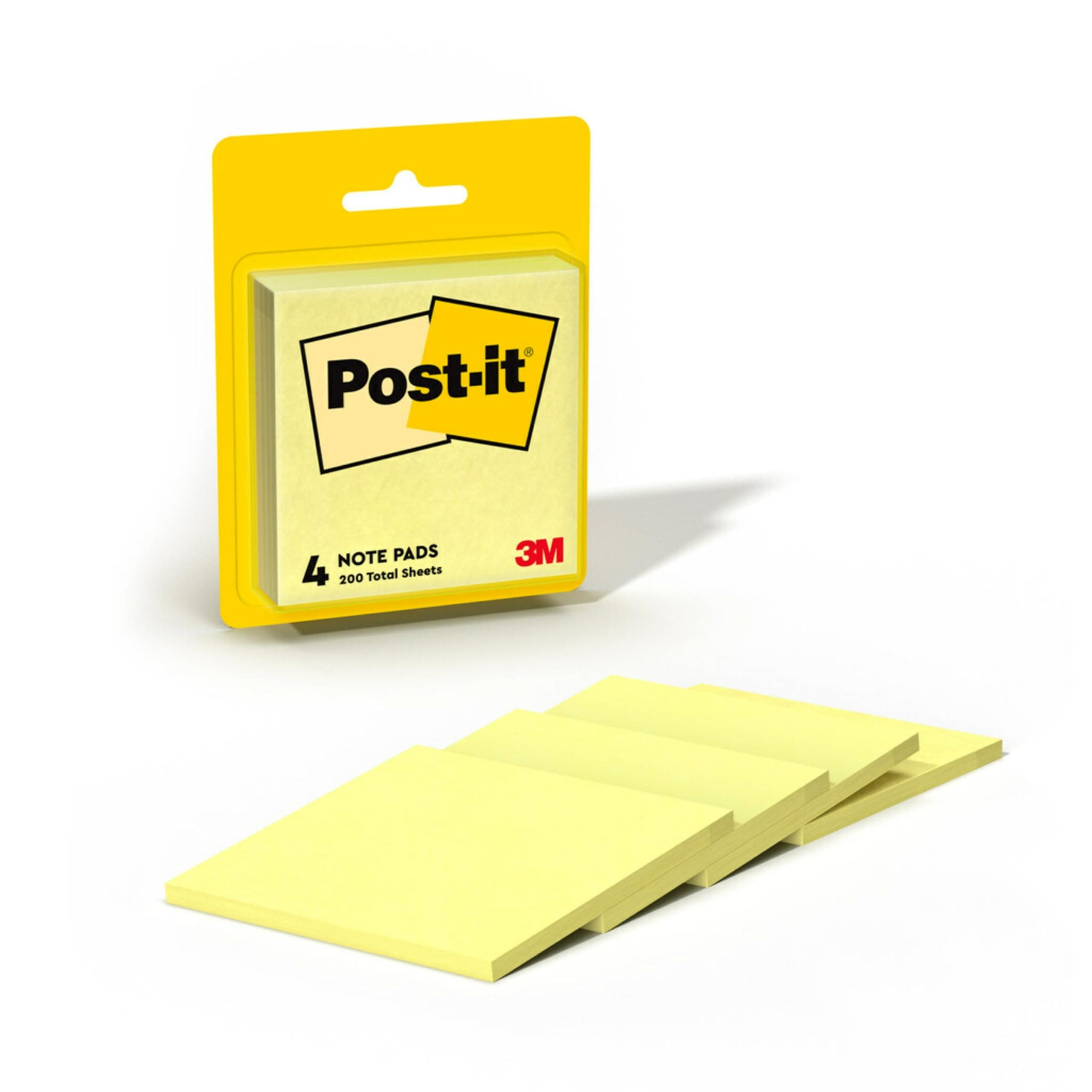 Post-it Notes, 3 in x 3 in, 4 Sticky Notes Pads, 50 Sheets per Pad, The Iconic Canary Yellow Note, School Supplies and Oﬃce Products
