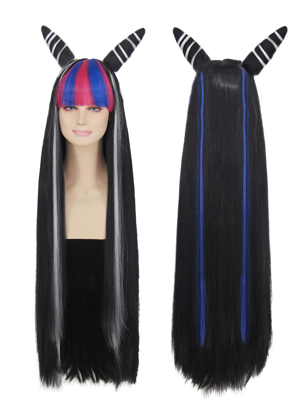 Anime Cosplay Wig for Ibuki Mioda Cosplay Long Black Wig for Danganronpa Harajuku Costumes Cute Synthetic Wig for Women Girls Halloween Party DX050BK