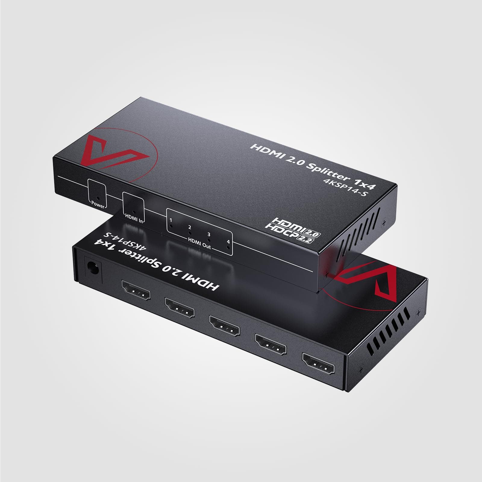 4K@60Hz/1080p@120Hz HDMI 2.0 Splitter 1 in 4 Out, Auto Downscaler with HDR10 &3D, 18Gbps Zero Latency, AV Access Gaming Splitter, Duplicate/Mirror Screens, HDCP 2.2, for Xbox PS5