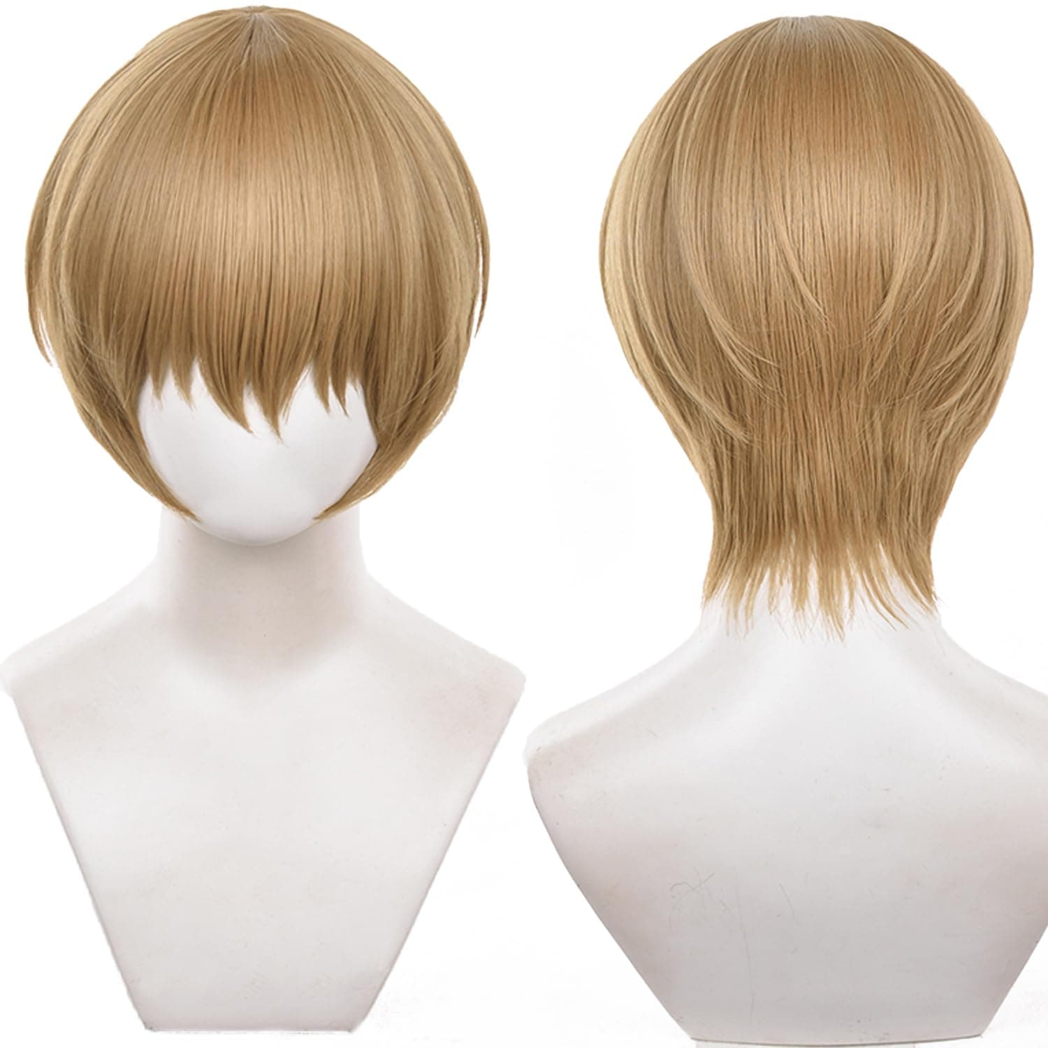Gold Cosplay Wig Wigs Short Hair Straight Hair with Bangs for Man Anime Cos Perfect for Halloween Party
