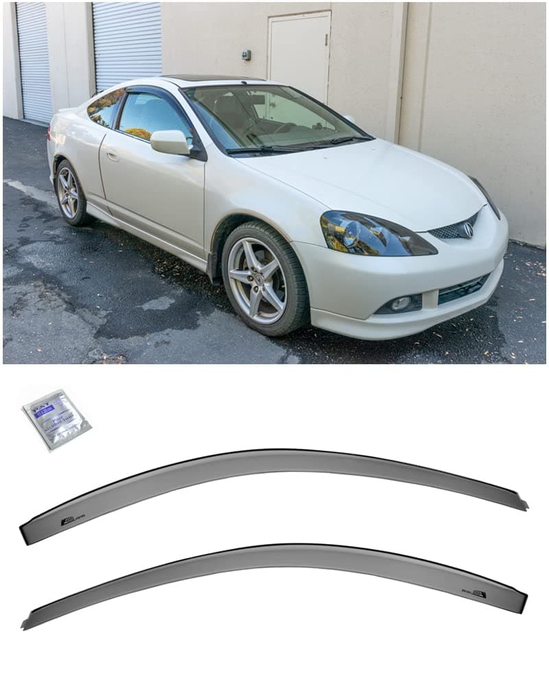 Extreme Online Store for 2002-2006 Acura RSX Integra DC5 | EOS Visors JDM Tape-On Style Smoke Tinted Side Window Visors Rain Guard Deflectors
