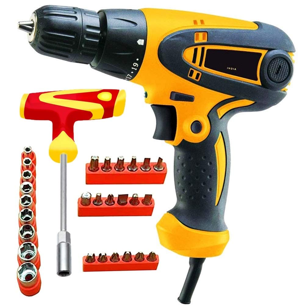 Powerful (NSR77) Electric Screw Driver Cum Drill Machine 10mm - (Colours as per Availability)