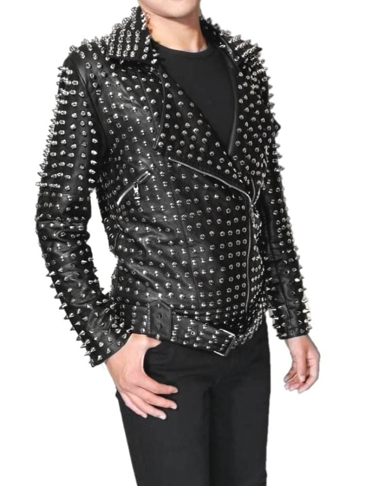 Heavy Metals Full Studded Punk Rock Men Faux Leather Jacket