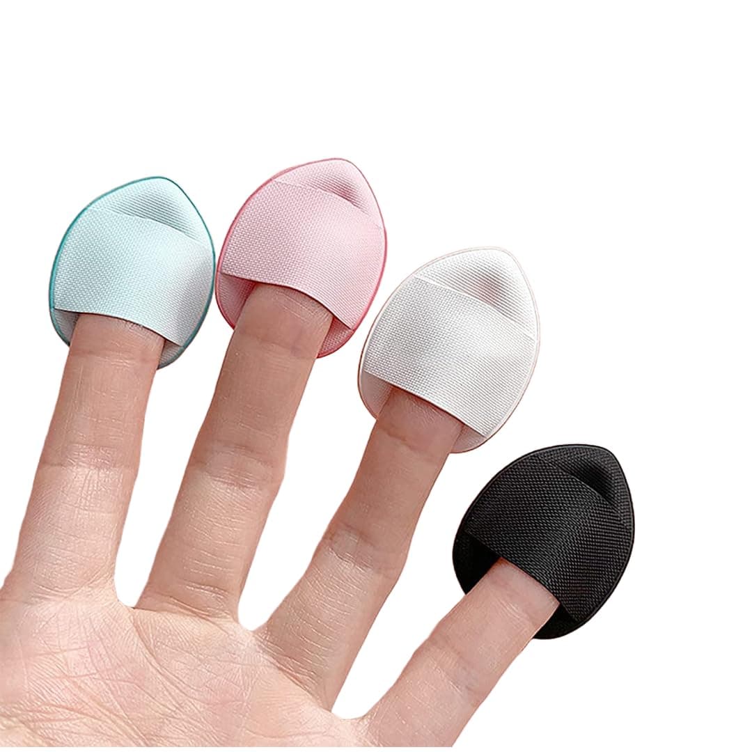Mini Finger Powder Puff 4 pcs Finger Makeup finger beauty blender Sponges, Mini Soft Cosmetic Finger Puff, Perfect for Foundation, BB Cushion, Cream, Concealer