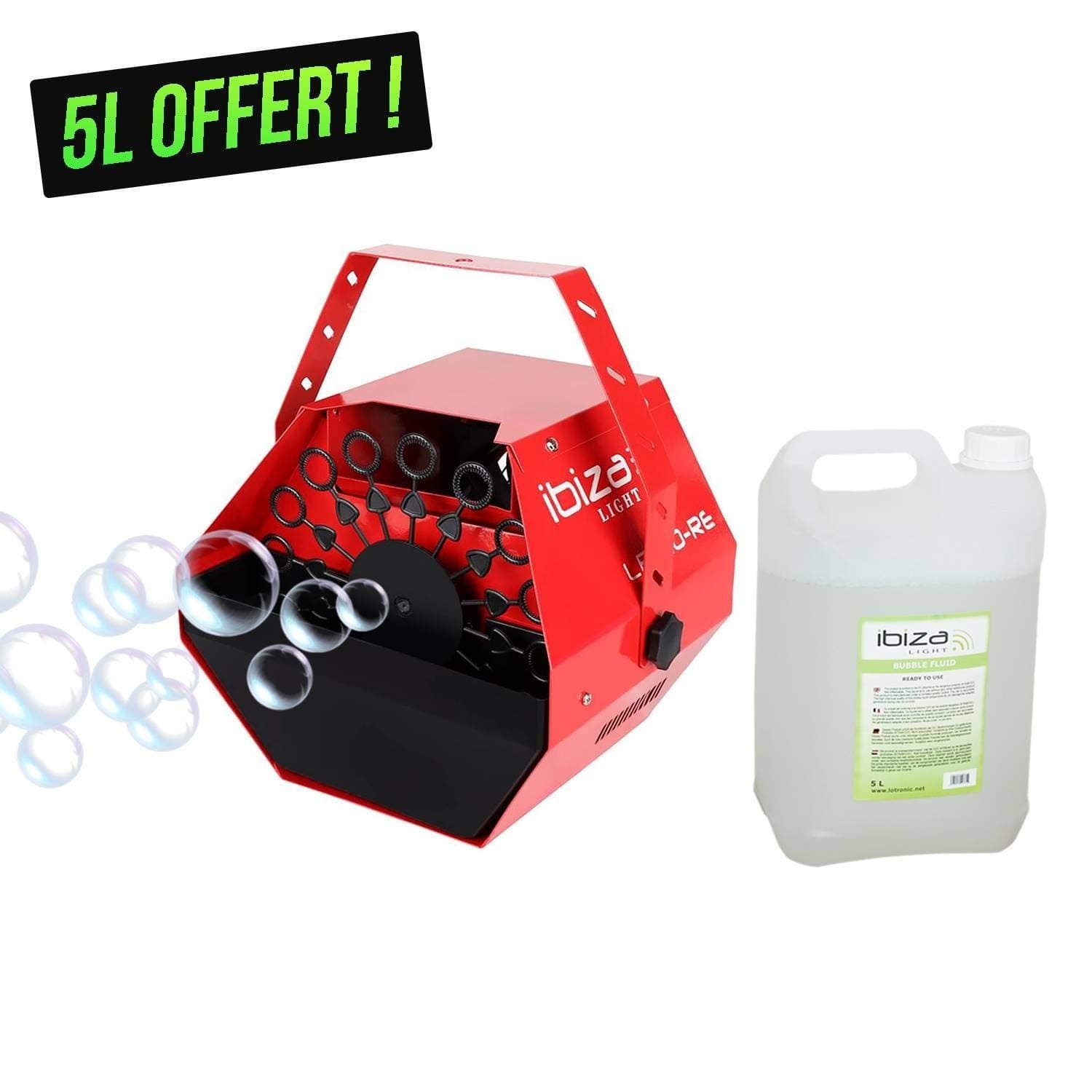 Ibiza Red Bubble Machine 25 W Light + Clamp Mount + 5 Litre Liquid
