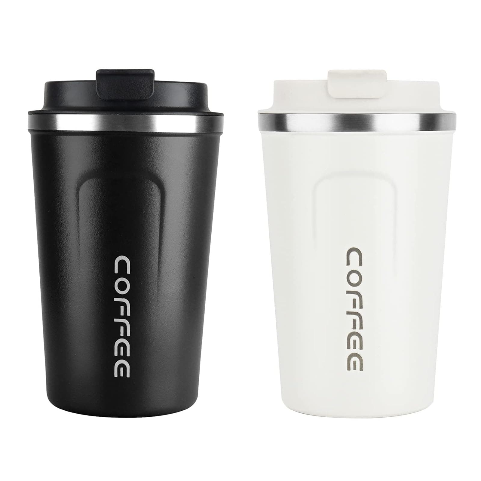 MOMSIV 2 pcs 12oz Travel Mug, Insulated Coffee Cup with Leakproof Lid, Vacuum Stainless Steel Double Walled Reusable Tumbler for Hot and Cold Water Coffee and Tea In Travel and Car