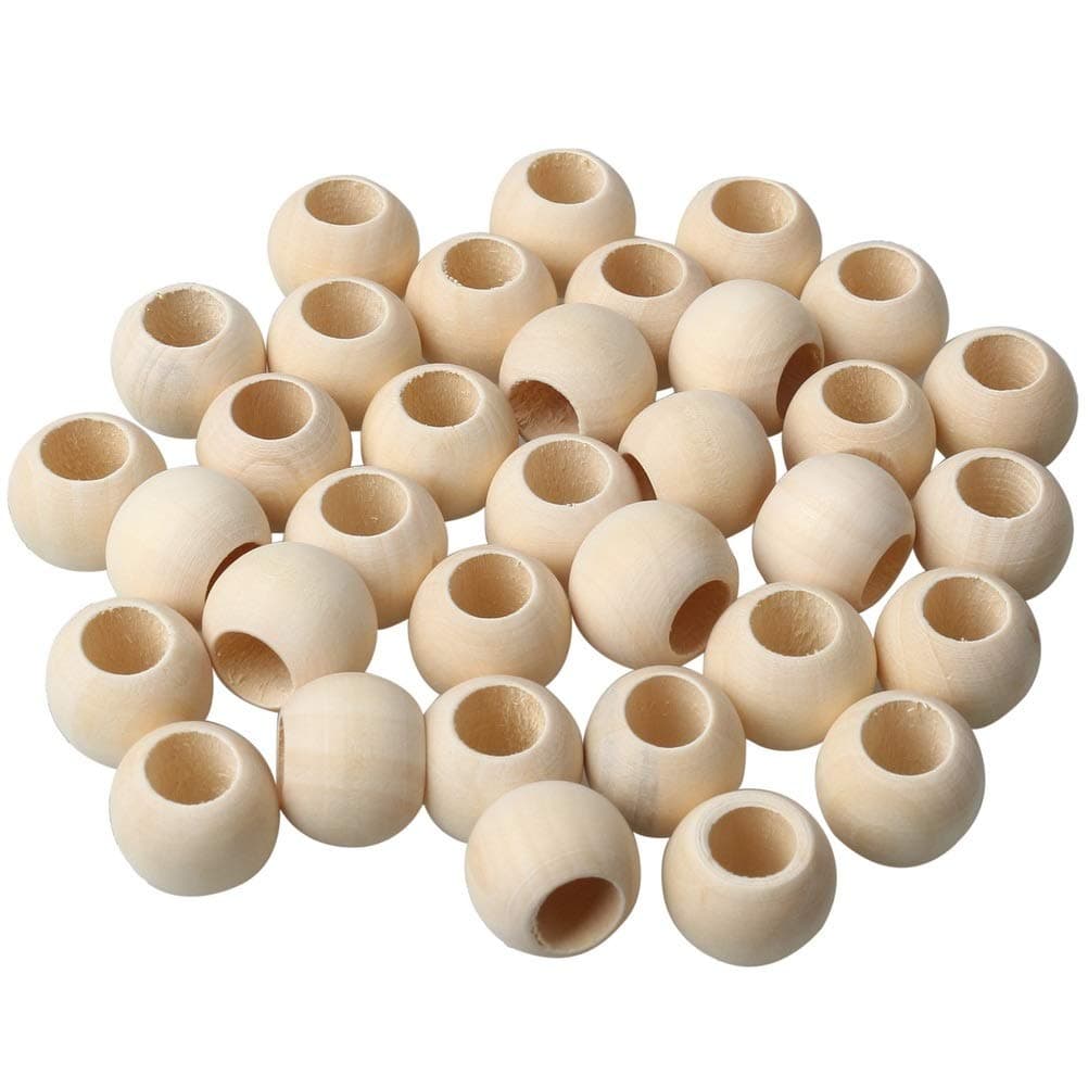 100pcs Natural Wooden Round Craft Beads, 20mm