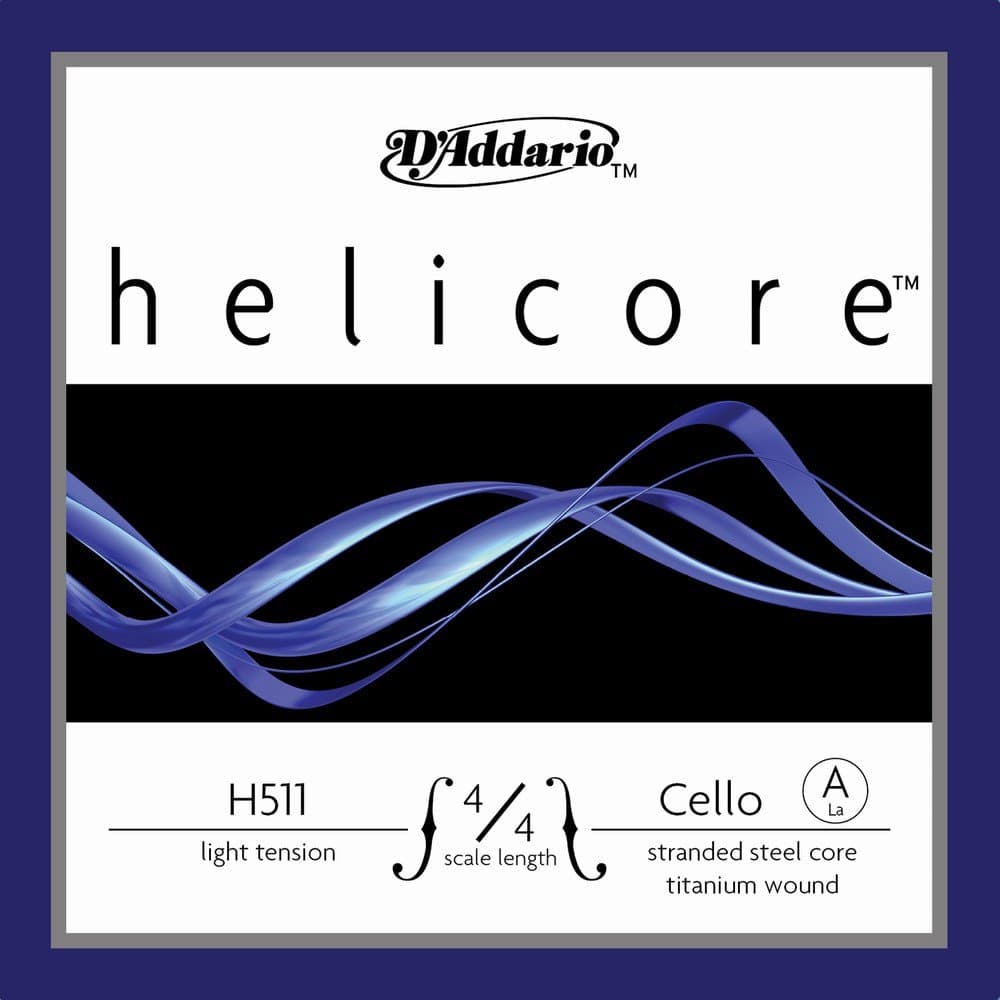D'Addario Helicore Cello Single A String, 4/4 Scale, Light Tension