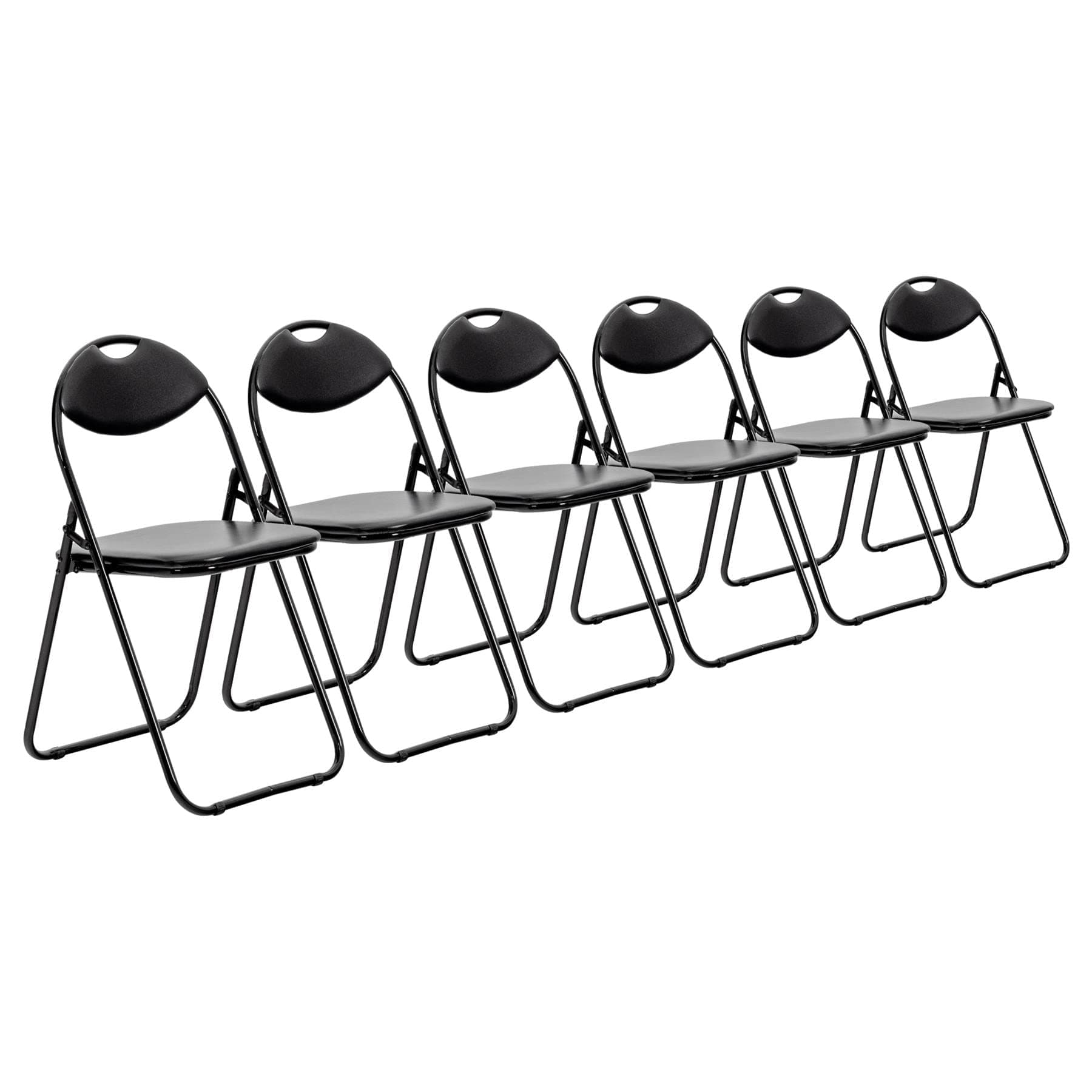 Harbour Housewares Black Padded Folding Chairs - Pack of 6 Portable Folding Chairs for Dining, Office, Vanity, Makeup, Study & Home Soft Padded Seating Small Desk Seats