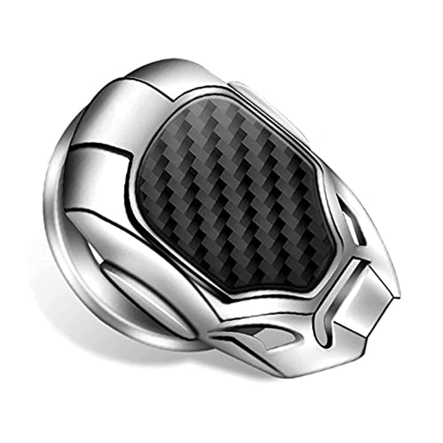 Allure Auto® (Silver Carbon Metal) Car Engine Start Stop Switch Lambo Style Button Cover Decorative Auto Accessories Push Button Sticky Cover Car Interior Iron Man for Maruti Swift Dzire New