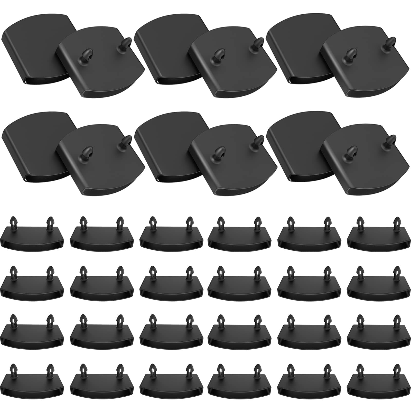 36pcs Bed Slat Holders 53mm-55mm, 12pcs Centre Caps, 24pcs End Caps - Replacement Plastic Clips for Double, King, Single Size Beds