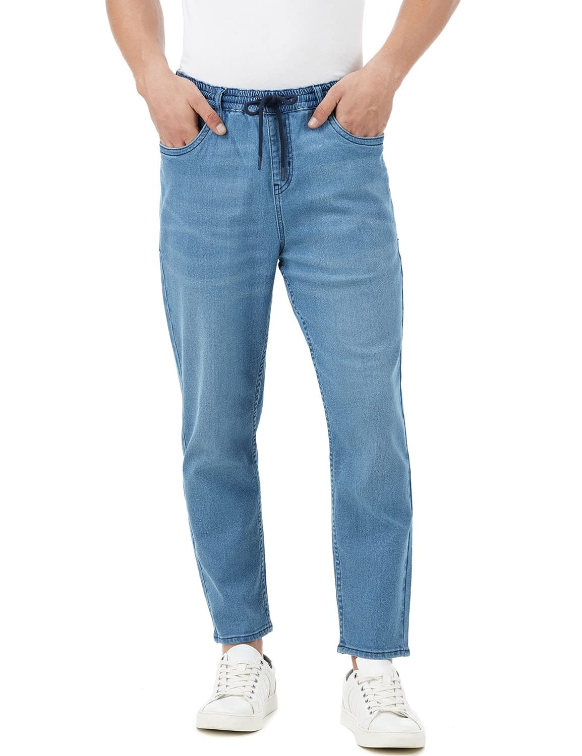 Men's Jogger Jeans - Mid-Rise | Cotton Blend | Stretchable Fabric| Elasticated Waistband | Classic 5 Pocket Styling | Jeans for Men