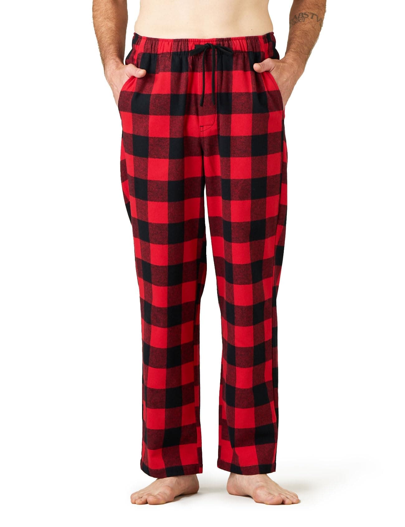Men's Pajama Pants Cotton Flannel Plaid Lounge Fleece Warm Sleepwear Pants PJ Bottoms Drawstring and Pockets M39/M128