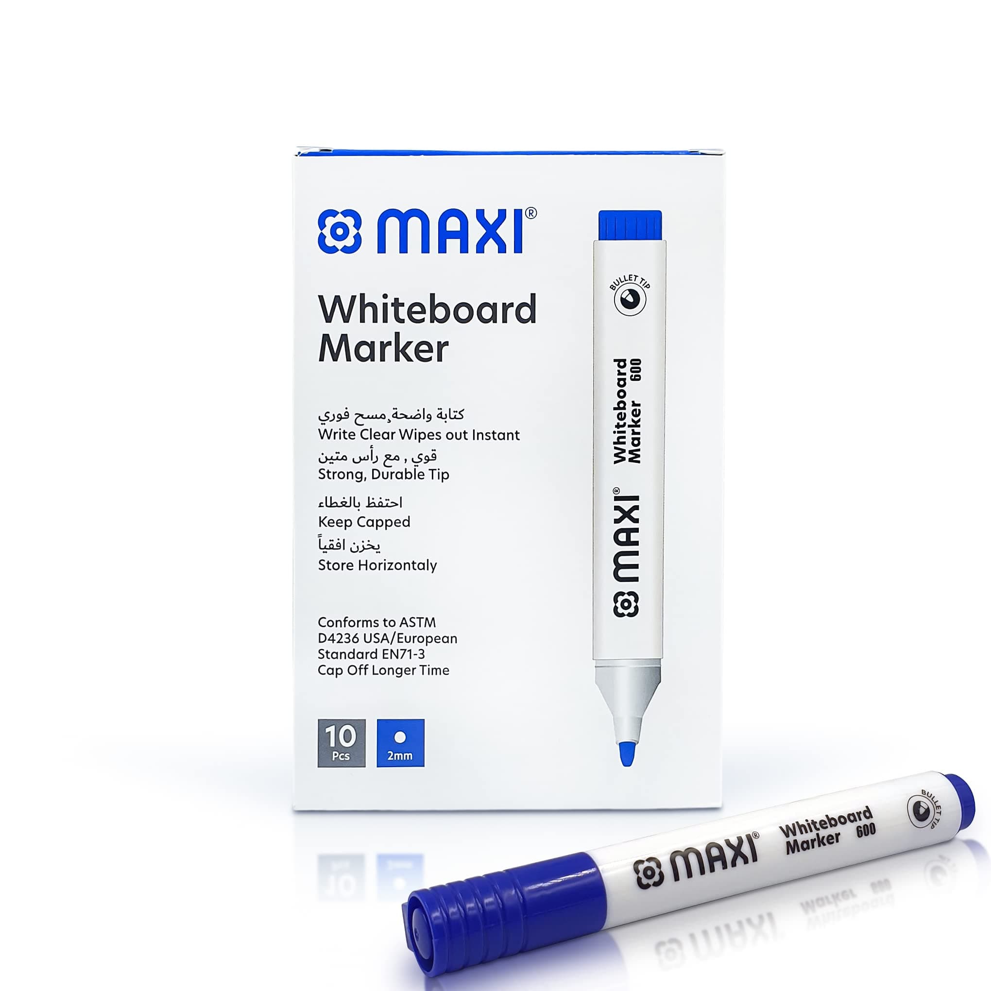 Whiteboard Marker Bullet tip Box of 10pc Blue, Erasable Markers Great for Kids Adult Student, school, home, and office