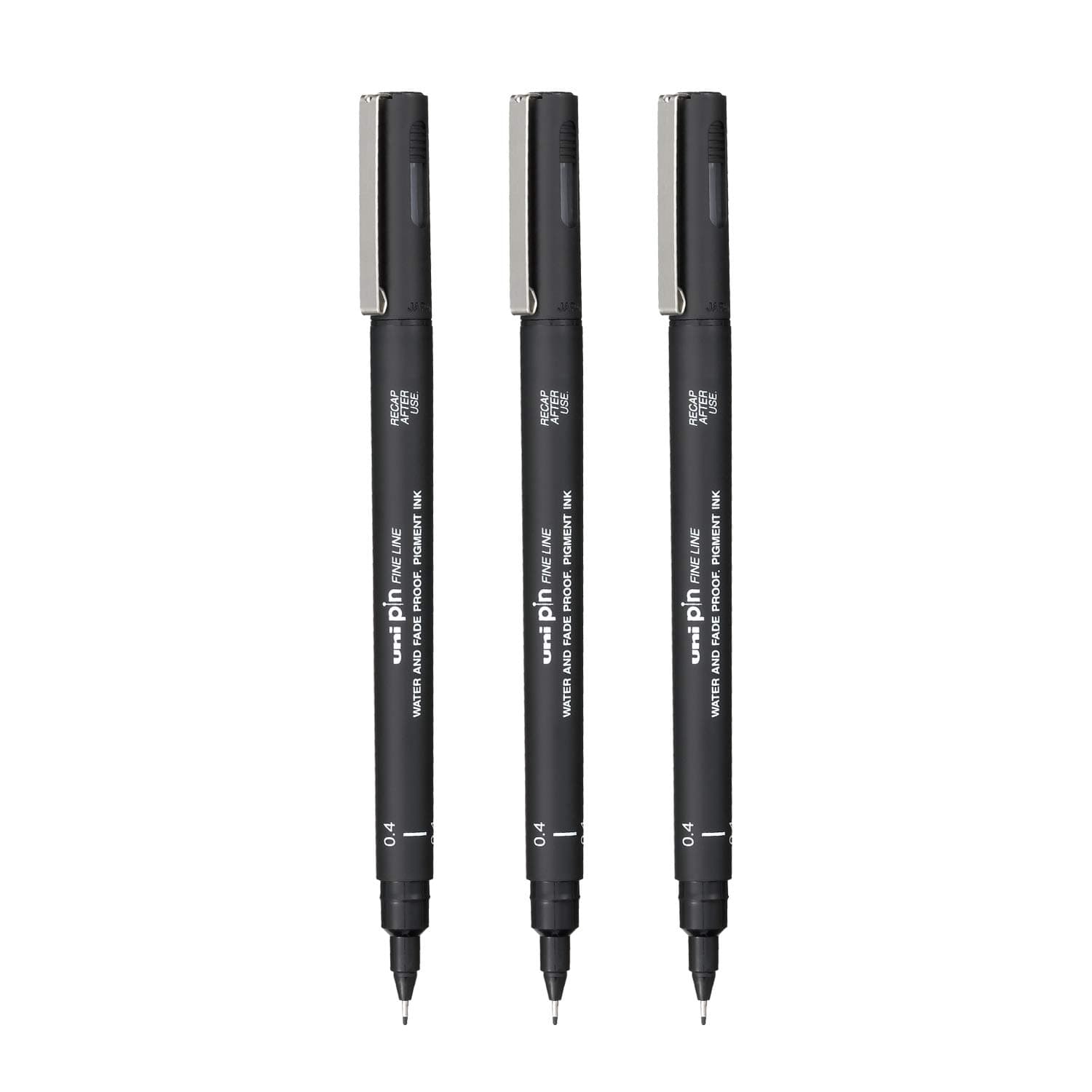 uni-ball PIN-200 0.4 mm Fineliner Drawing Pen, Black Ink, Pack of 3