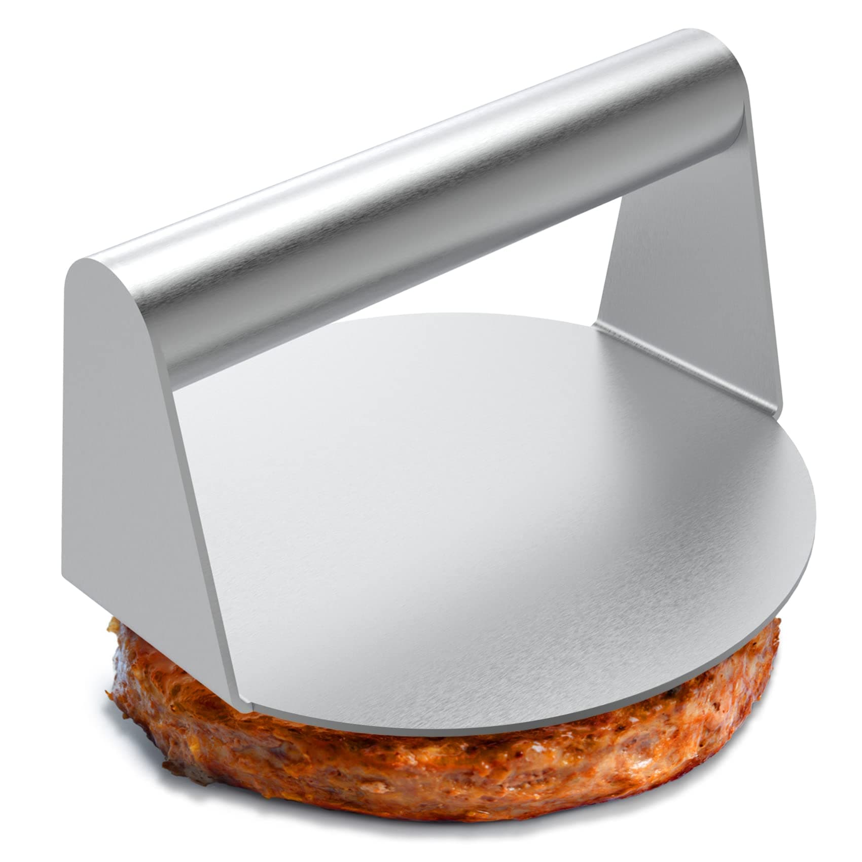 Stainless Steel Burger Press, 5.5 Inch Round Smasher, Non-Stick Smooth Hamburger Press Flat Bottom Without Ridges, Bacon Grill Perfect for Top Griddle Cooking