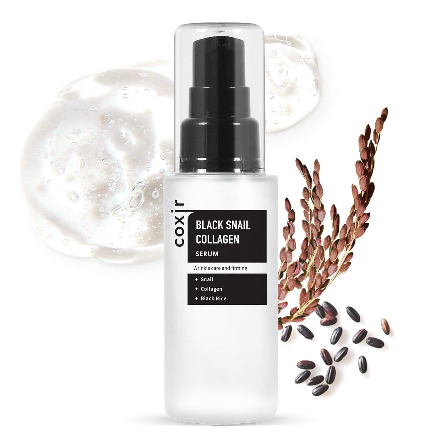 coxir Black Snail Collagen Serum – Concentrated Snail Mucin Essence for Skin Resilience, Hydration & Smooth Texture | Lightweight Korean Facial Serum for Daily Moisture Care(1.69 fl.oz)
