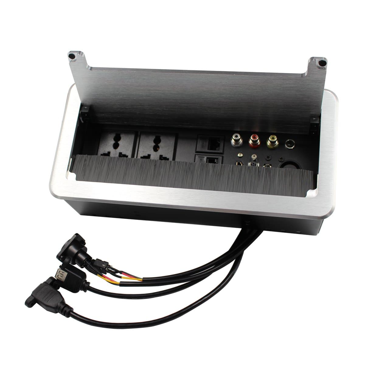 Conference Table Connectivity Box,Interconnection Boxes,Cable Connection Box,Office Table Socket with Power Socket,CAT 5E,HDMI,USB,VGA,XLR,AV,3.5mm Headphone Port