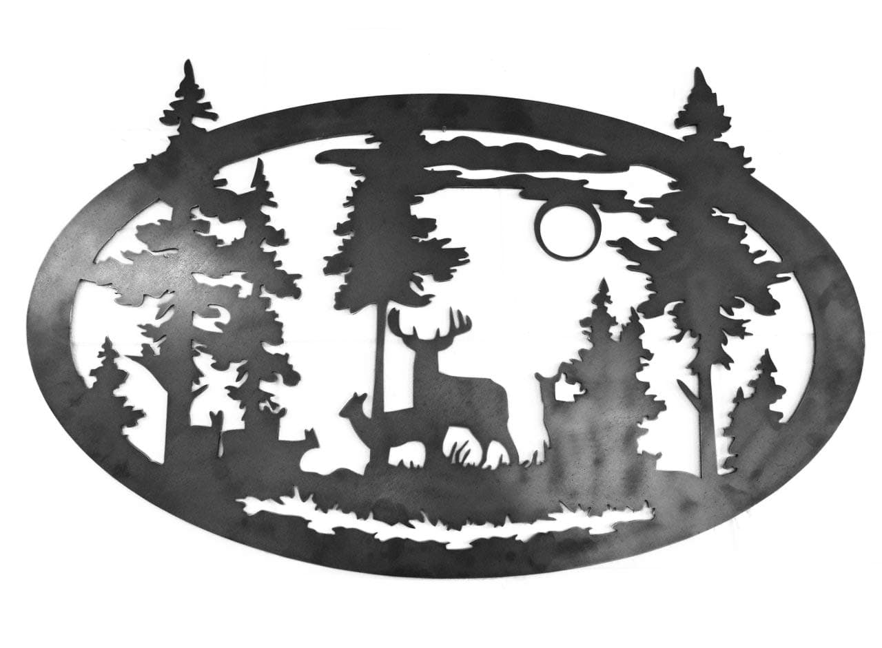 Stag Scene wall art Solid Steel Metal hand finished (75cm)