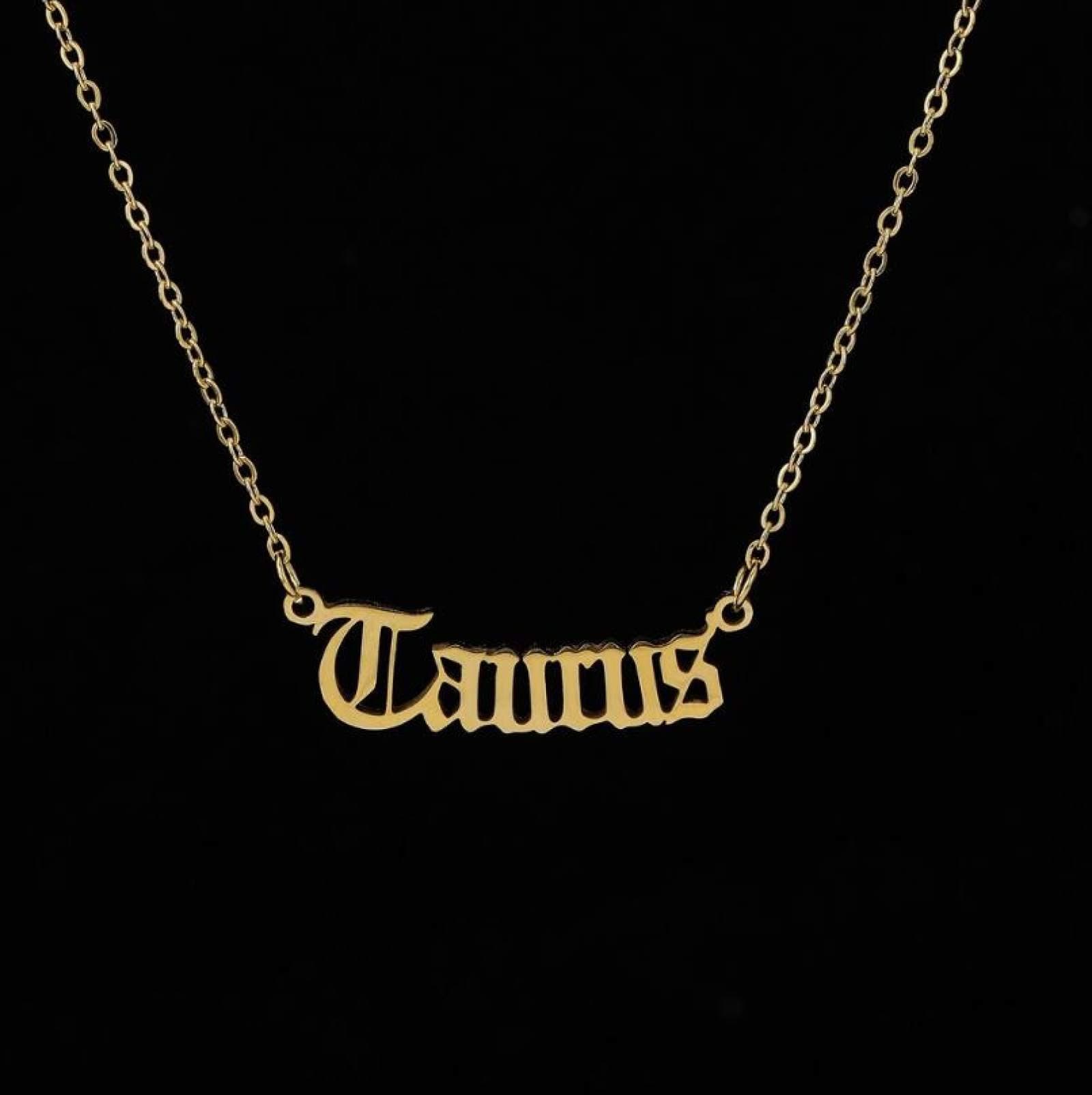 FEELHHConstellation Zodiac Necklaces Fashion Style Designed Golden Letter Taurus Necklaces Birthday Jewelry Gifts for Women Girl