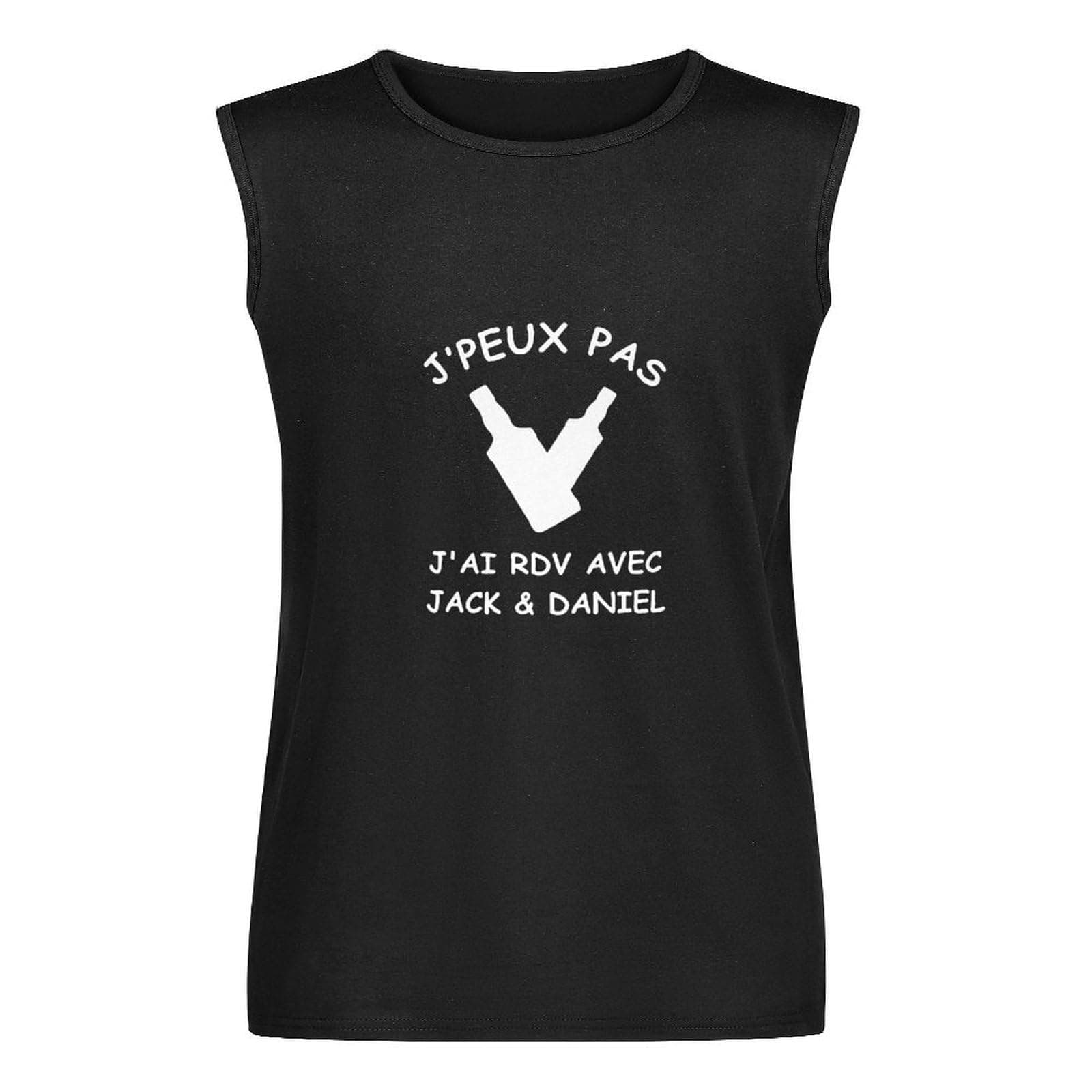 XUBLCXJ'Peux Pas J'Ai Rdv Avec Jack & Daniel Mens Black Sleeveless T-Shirt Graphic Tee Printed Unisex Vest Tank Tops Shirt