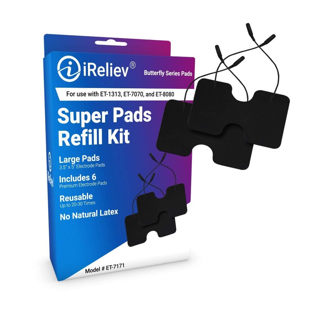 Wired Super Pads Refill Kit, Model ET-7171 - (6) XL 3.5" X 5" Electrode Pads, Premium Gel Made in The USA