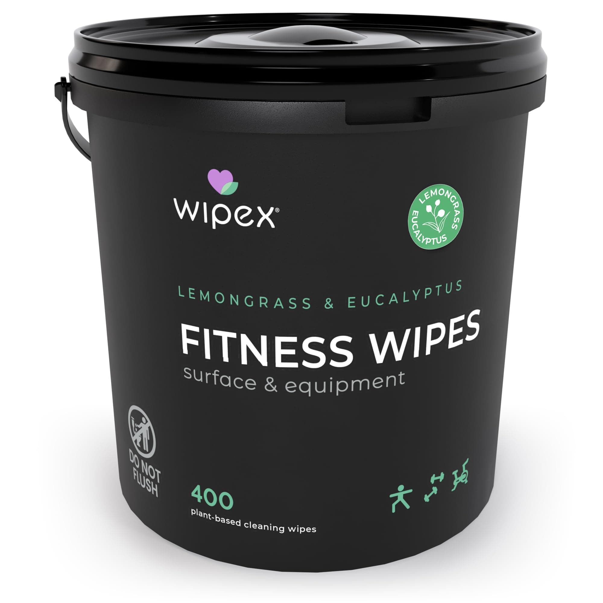 Yoga Mat Cleaner Wipes, EWG Verified, 400 Ct Plant-Based Lemongrass, Eucalyptus & Vinegar Wipes for Gym & Fitness Equipment & All Purpose Gym Cleaning - Safe for Peloton Bikes & Treadmills