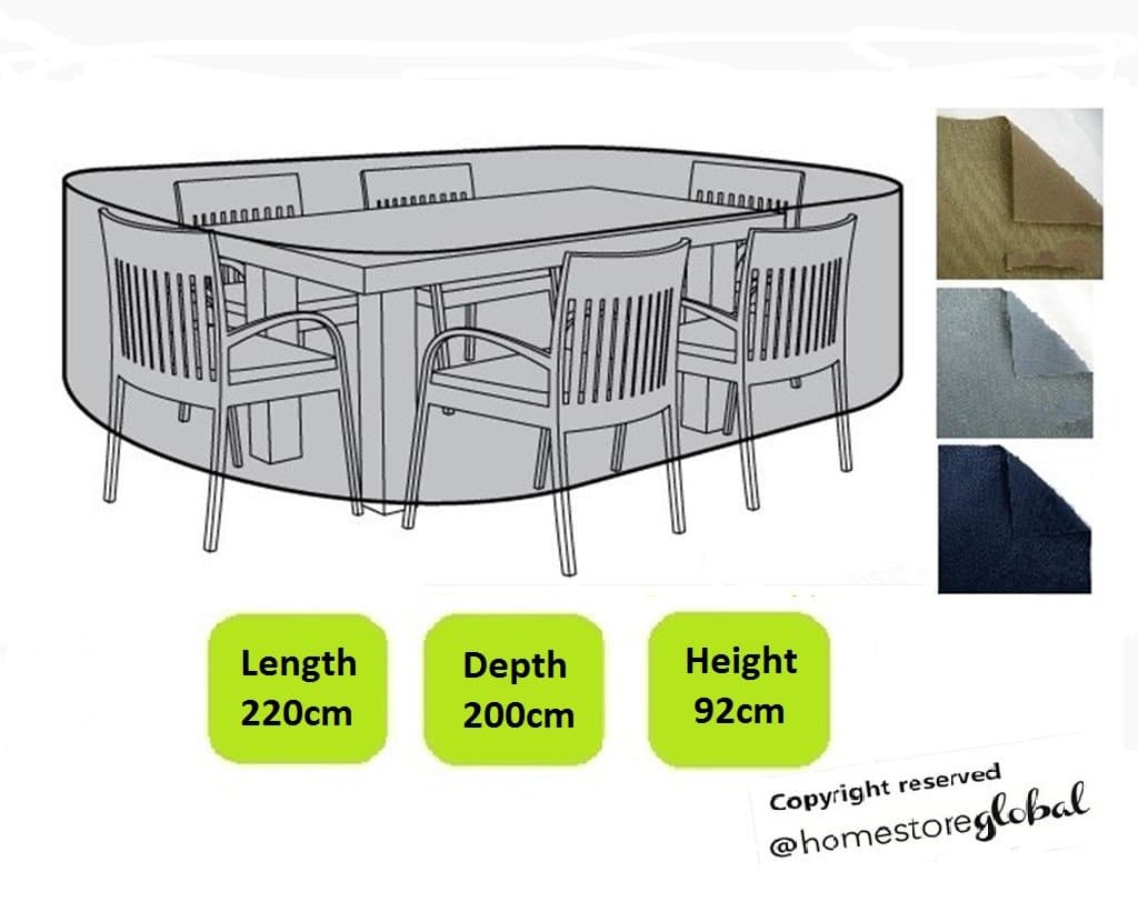 HomeStore Global 6 seater outdoor furniture set Cover in Grey-Thick & Durable 600D Polyester Canvas with double stitched seams for extra strength,All-weather resistant and anti-humidity