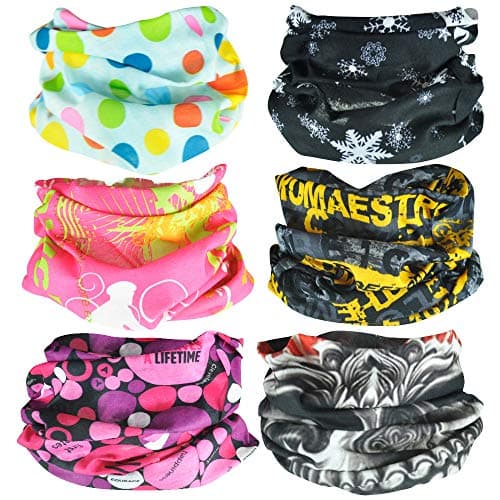 Wocharm 6pcs Headband Scarf for Dust Outdoors Bandana, Seamless Face Mask, Headwrap (11# Group)