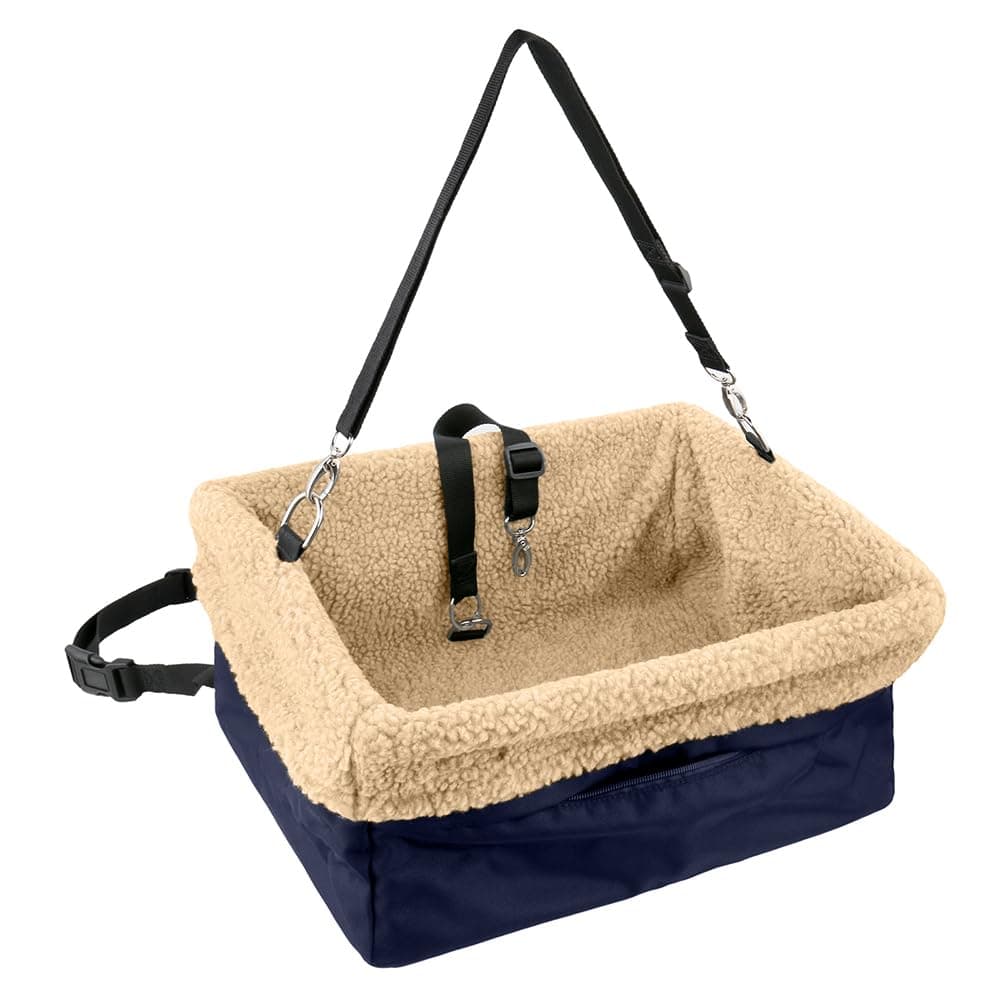 Deluxe Dog Car Seat Fits Pets up to 15lbs, Dog Booster Seat, Padded Cushioning, Adjustable Straps, Metal Frame Encasing, Installs in Seconds, Collapsible Canvas and Easy to Clean