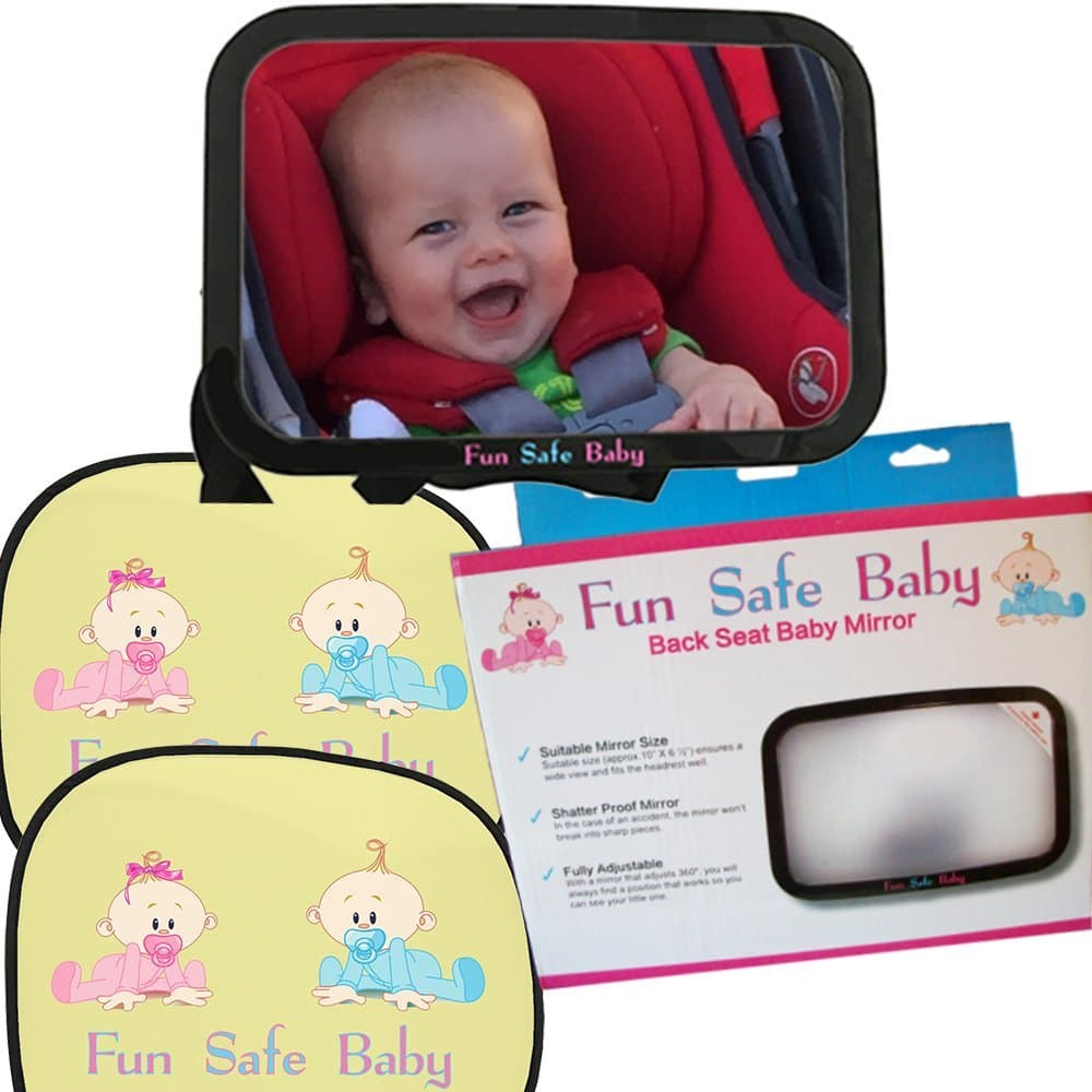 Safety and Comfort Pack, Backseat Mirror for Rear Facing Car Seat and 2 Sunshades