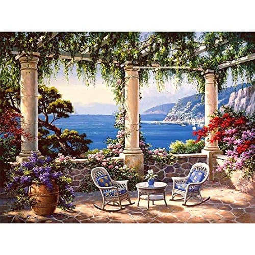 Bigie Paint by Number Kit for Adults DIY Acrylic Paintin with Scenery Flower 16x20 inch (Frameless, Flower sea)