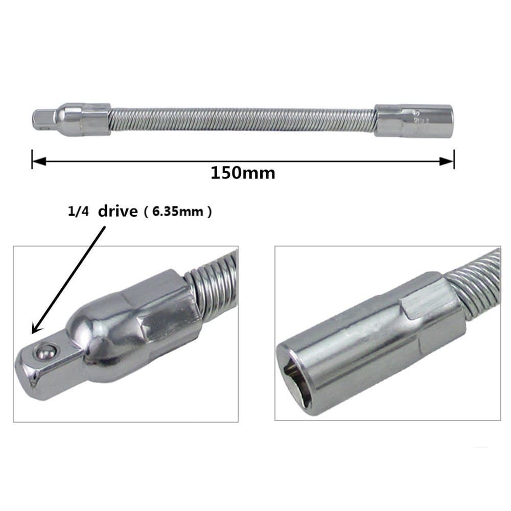 Flexible Extension Bars 1/4" Drive 6.3mm Socket Tool Ratchet Flexible Bar