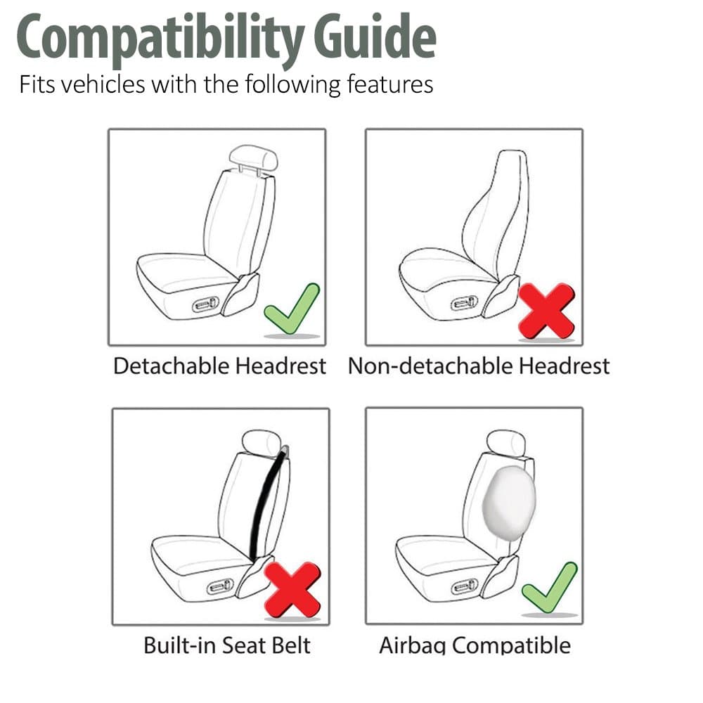 FH Group Fh Pu008102 Perforated Leatherette Auto Seat Covers Pair Set Solid Black Color Fit Most Car Truck Suv Or Van One Size Black-Pair Set