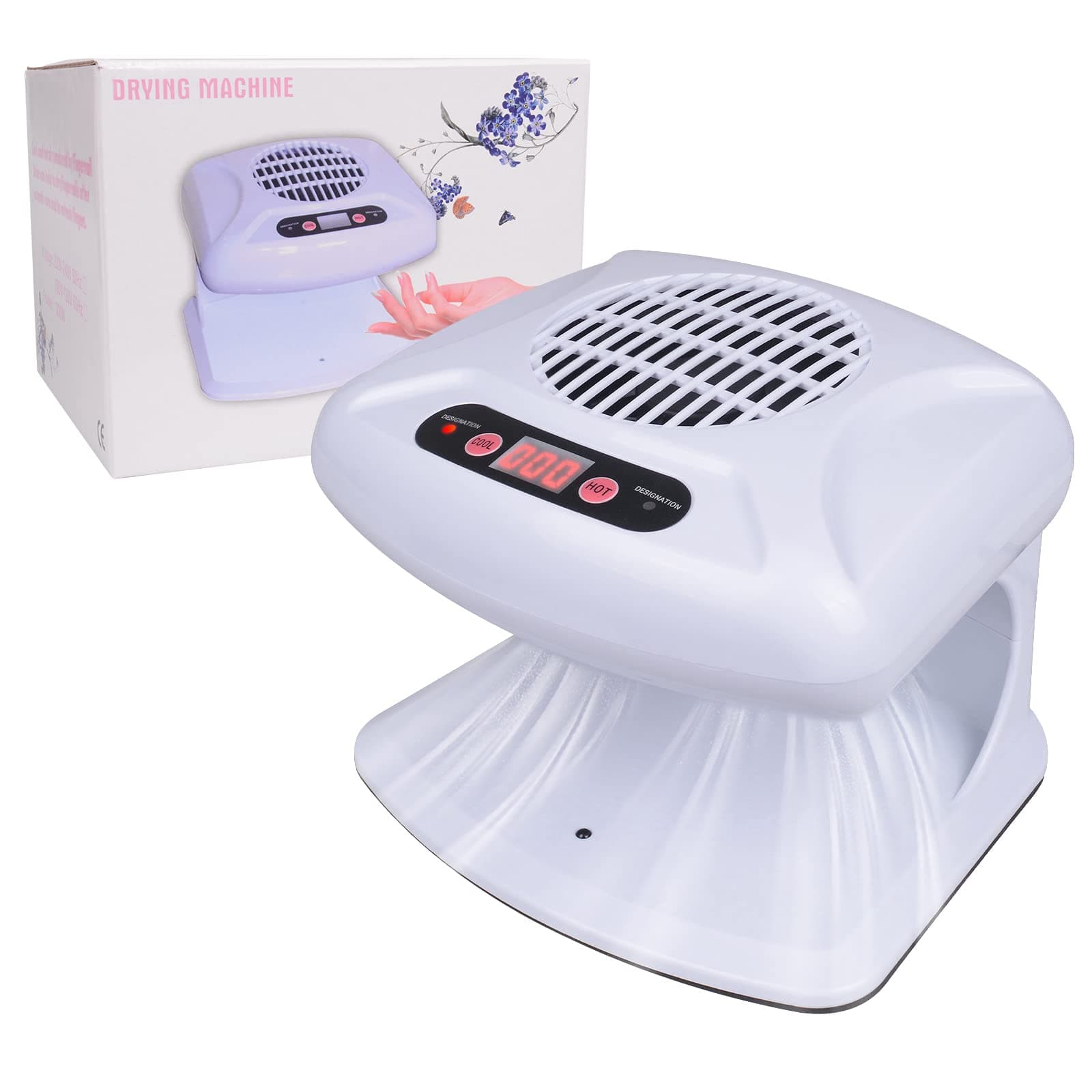 Air Nail Dryer with Automatic Sensor, 300W Timing Air Nail Fan Blow Dryer for Both Hands and Feet, Warm & Cool Wind Blower Dryer for Regular Nail Polish, Home and Salon Use No Harmful to Hands Feet