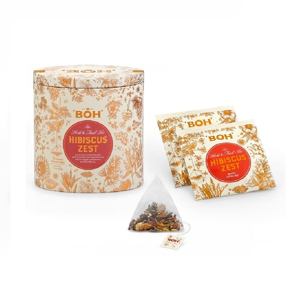BOH Fruit Tea "Hibiscus Zest" from Hibiscus Blossoms, 15 Pyramid Bags