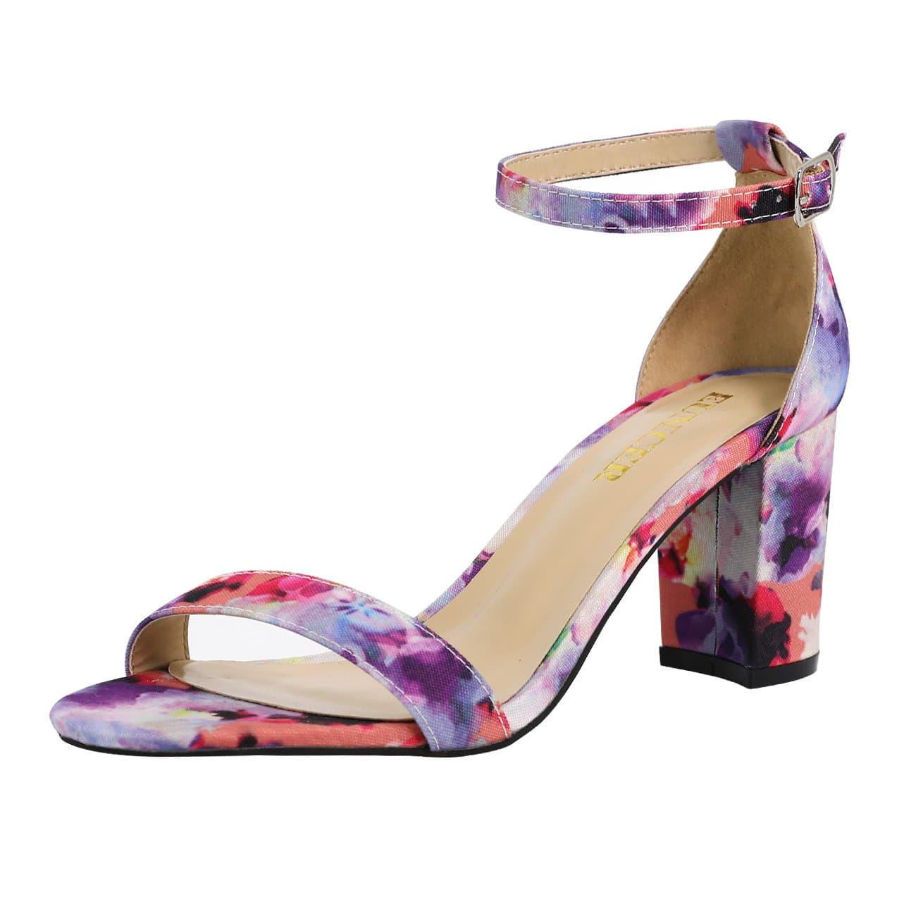 Women's Classic High Heel Chunky Sandals with Ankle Strap Block Heel Dress Shoes