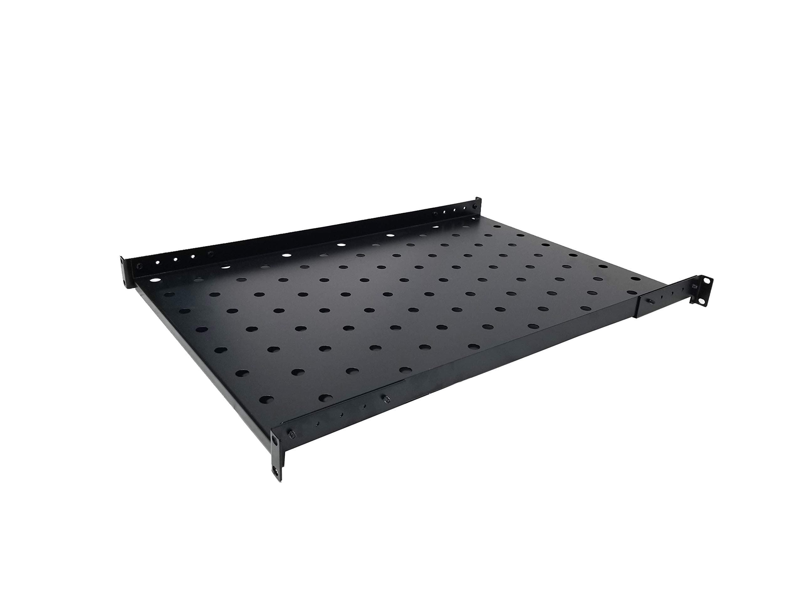NetMax Depot 1U Vented Server Shelf Adjustable Mounting Depth Vented Rack Mount Shelf - Fixed Server Rack Shelf