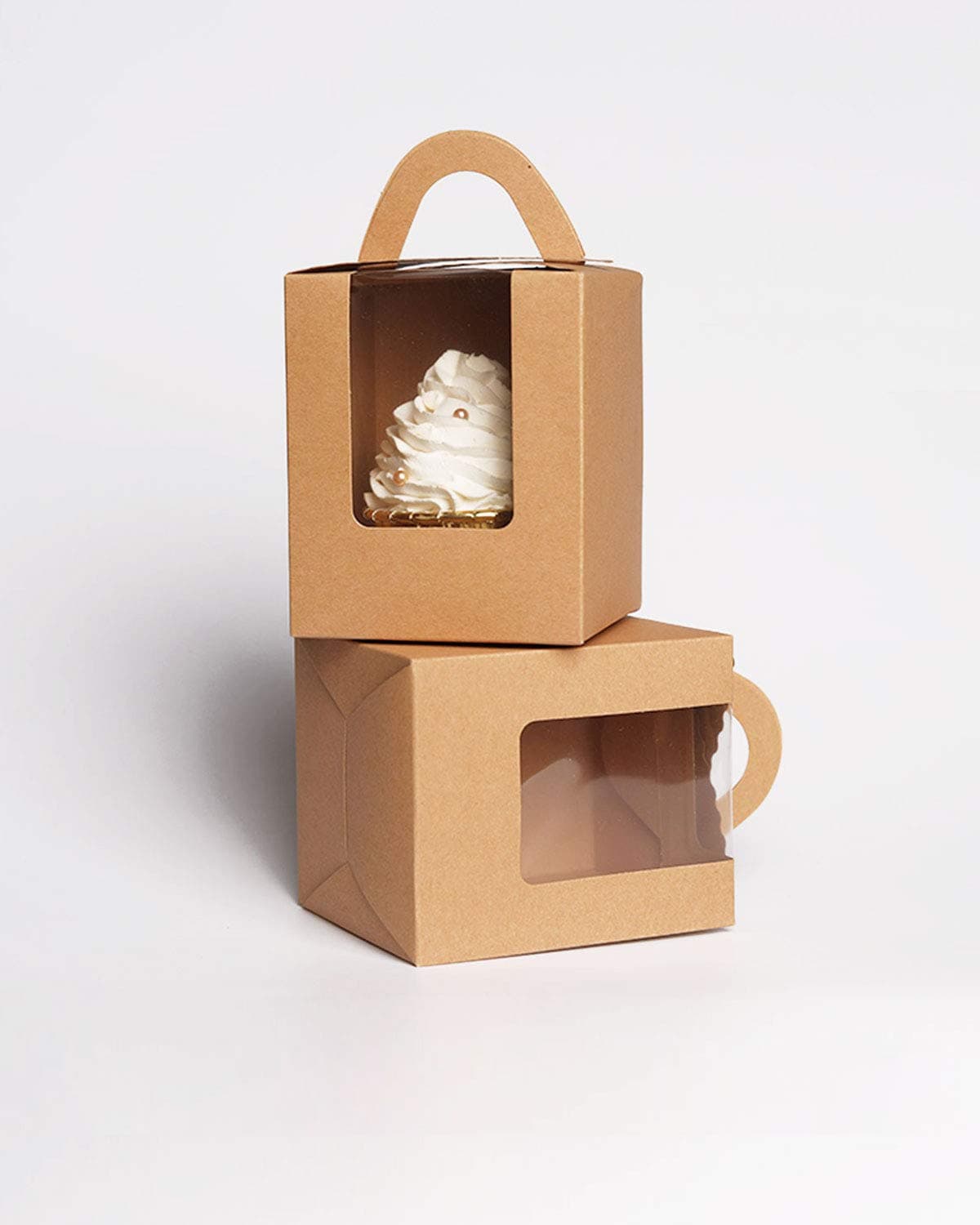 Brown 100 Pack Single Cupcake Boxes Kraft Paper with Insert (Typical Series