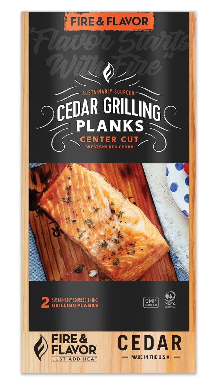 Fire & Flavor Cedar Planks, Great for Cedar Planked Salmon, Sustainably Sourced & Certified, 2-Pack, 11 inch
