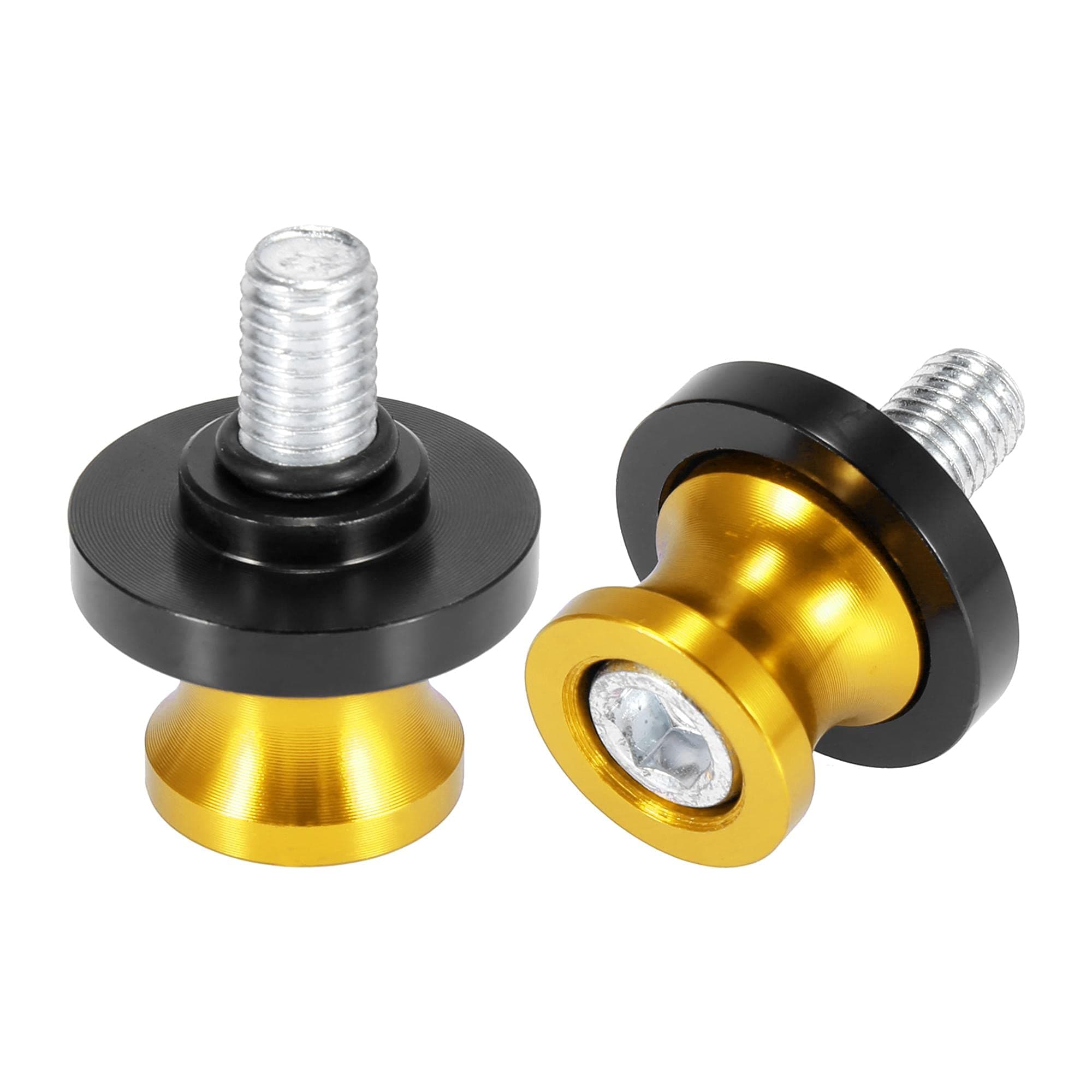 Motoforti 2pcs 10mm M10x1.5 Gold Tone Aluminum Alloy Motorcycle Swingarm Spools Sliders Stand for Kawasaki