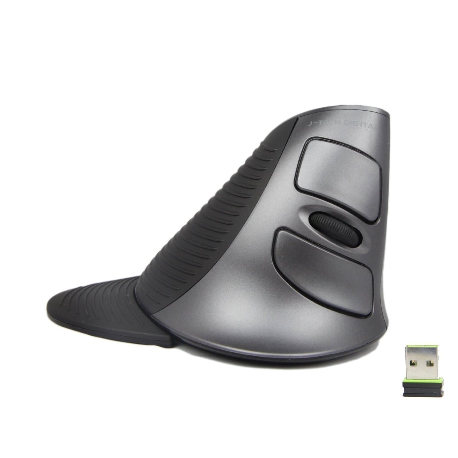 J-Tech Digital ® Scroll Endurance Wireless Mouse Ergonomic Vertical USB Mouse with Adjustable Sensitivity (600/1000/1600 DPI), Removable Palm Rest & Thumb Buttons - Reduces Hand/Wrist Pain (Wireless)