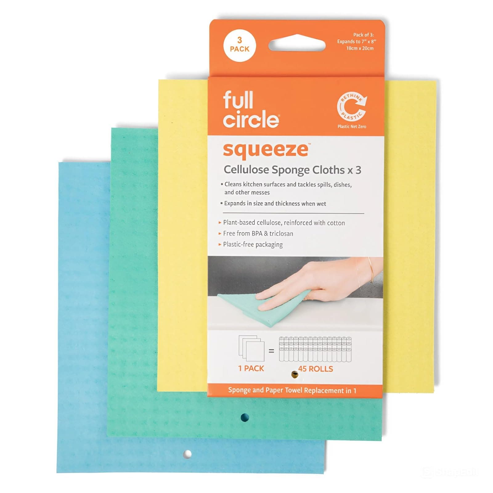 Full Circle Squeeze - Cellulose Sponge Cloths, Super Absorbent Dishtowels, Re...