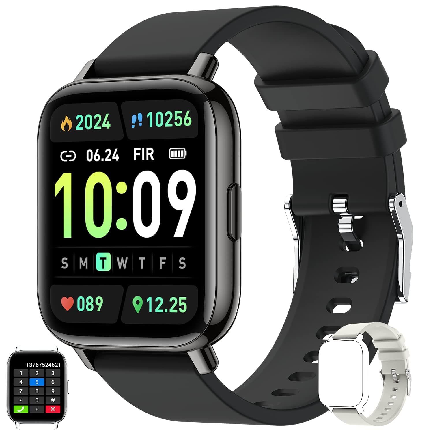 Smart Watch for Men Women Fitness: (Make/Answer Call) Bluetooth Smartwatch for Android Phone iPhone Waterproof Run Sport Digital Watches Blood Pressure Heart Rate Monitor Step Counter Sleep Tracker